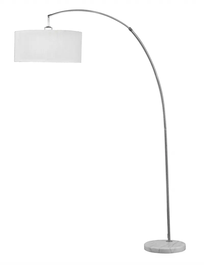 Brushed Nickel and Marble Base Arching Floor Lamp By Homeroots