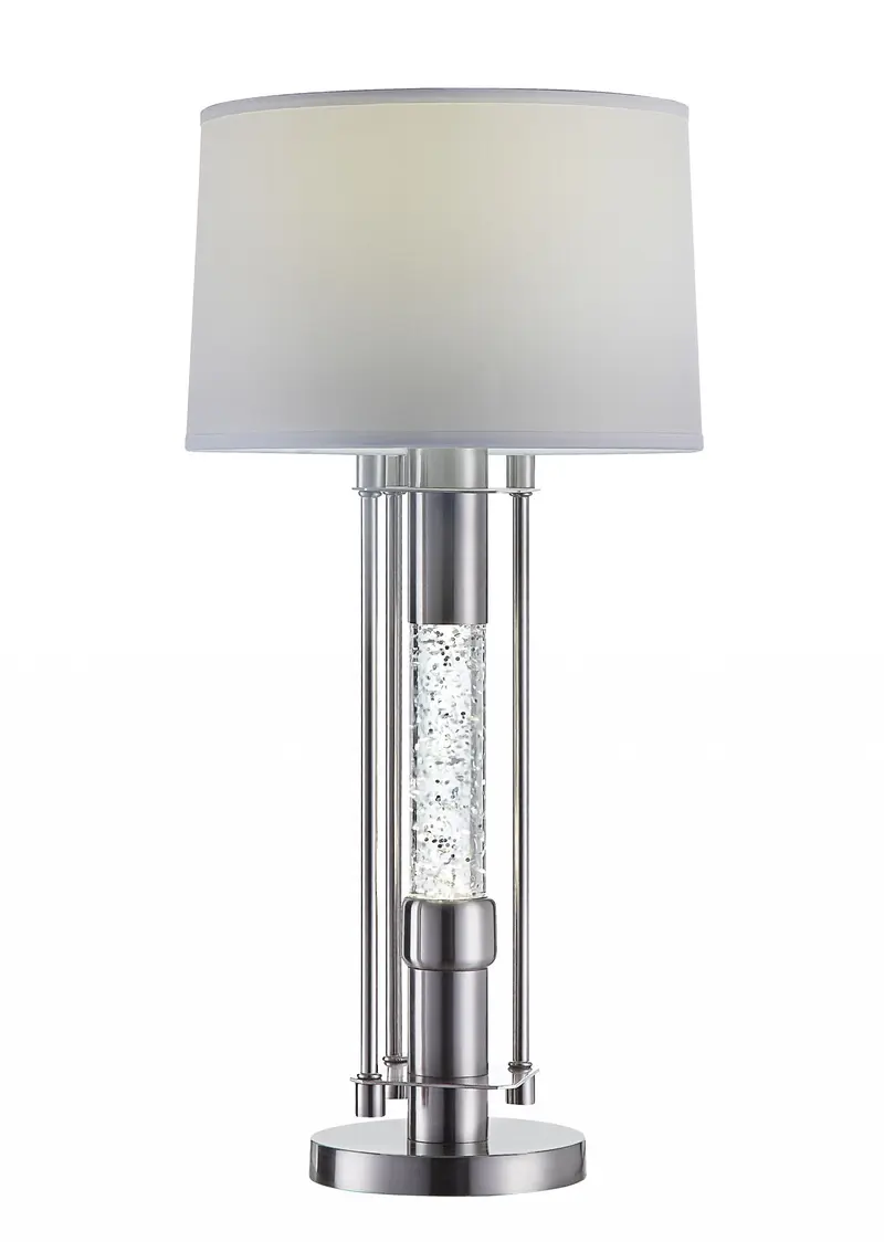 Brushed Nickel Metal Glass LED Shade Table Lamp By Homeroots - 347215