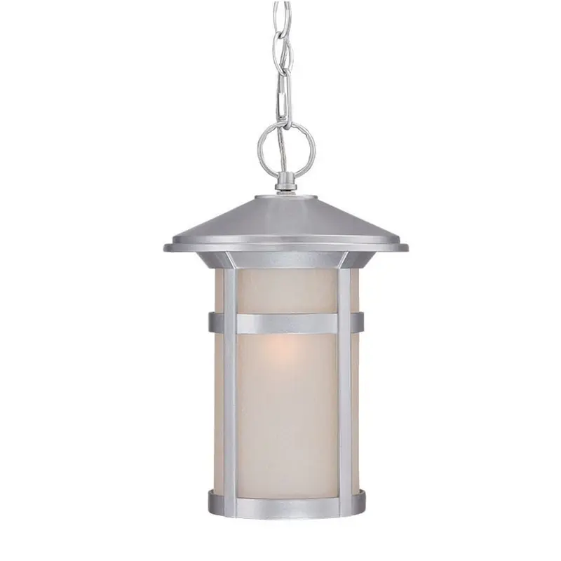 Brushed Silver Round White Glass Hanging Light By Homeroots