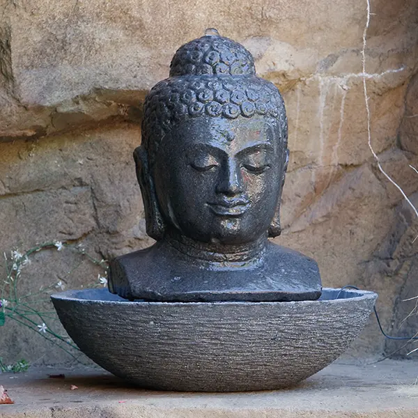 Buddha Head Water Fountain By Garden Age Supply