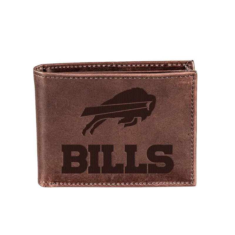 Buffalo Bills, Bi-Fold Wallet, Brown, CH, 100% Genuine Leather