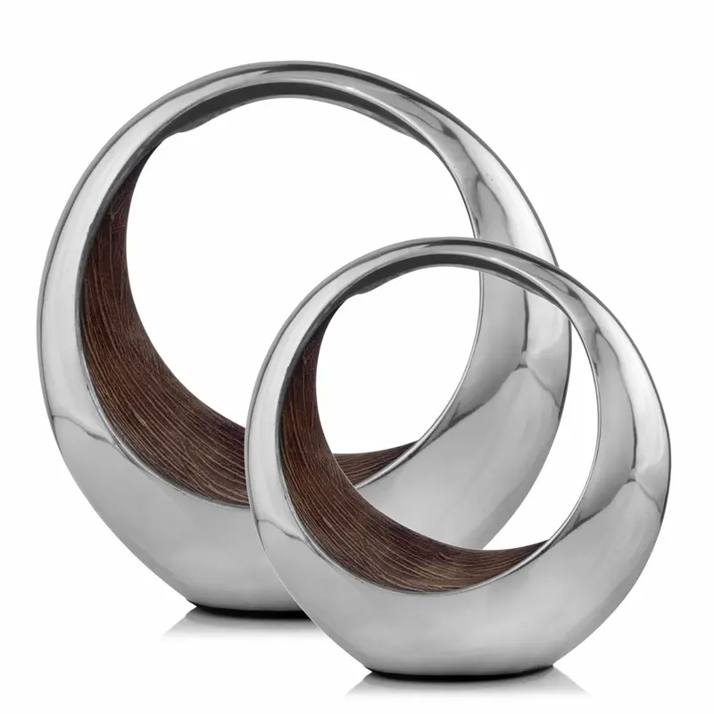 Buffed And Brown Bronze Two Tone Ring Threads Large Bowl By Homeroots