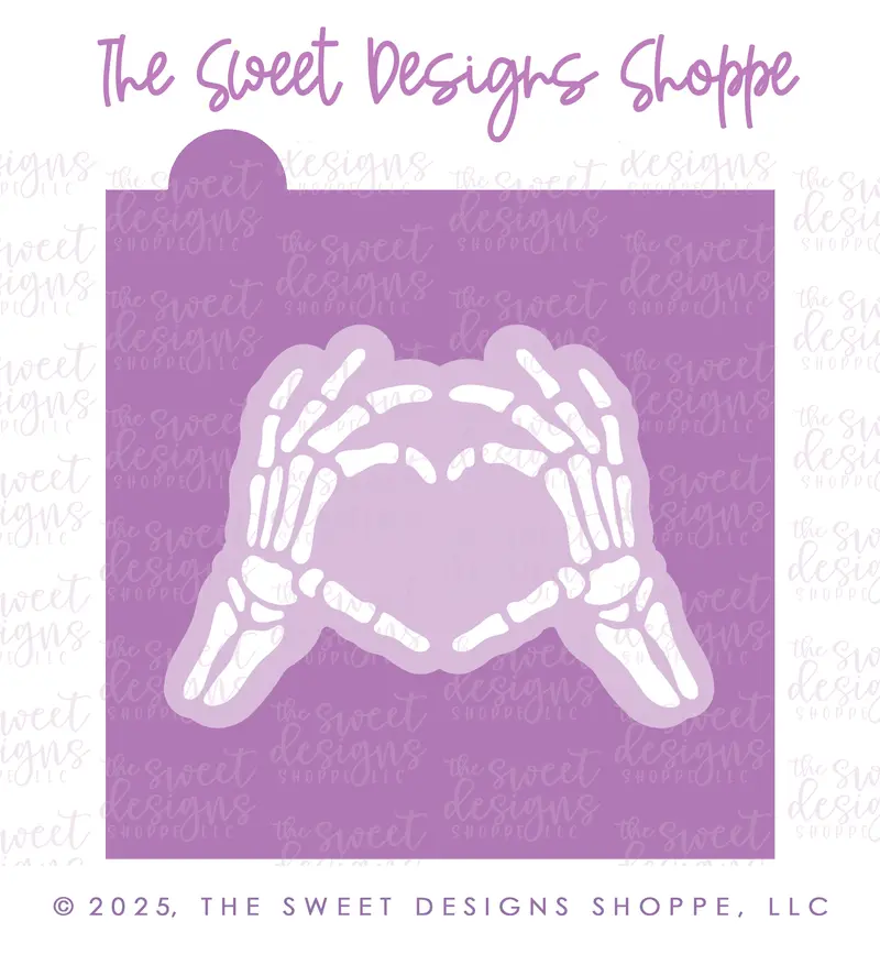 Bundle - Skeleton Heart Hands - Cookie Cutter & Stencil (Regular Size)