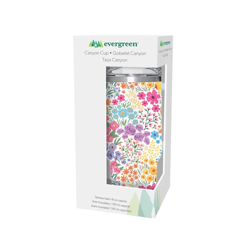 Bunny Blooms Tumbler Canyon Cup Double Wall Stainless Steel, Floral Ditsy, 40oz, Gift Box