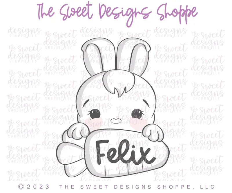 Bunny Carrot Plaque LM - Cookie Cutter