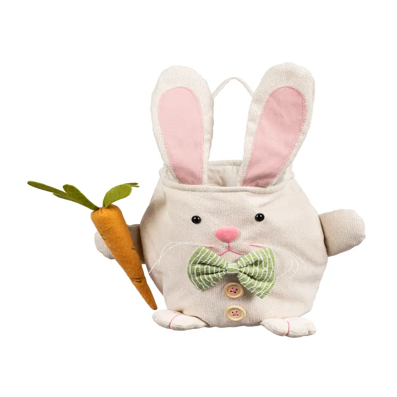 Bunny Fabric Bucket with Bunny Hanging Decor Set
