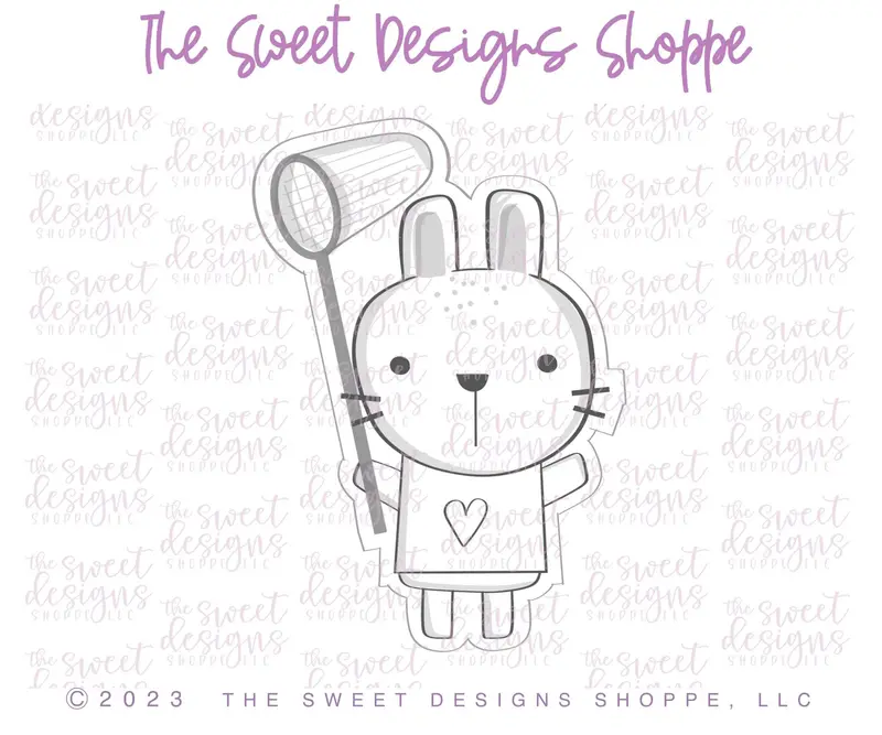 Bunny Holding Bug Net - Cookie Cutter