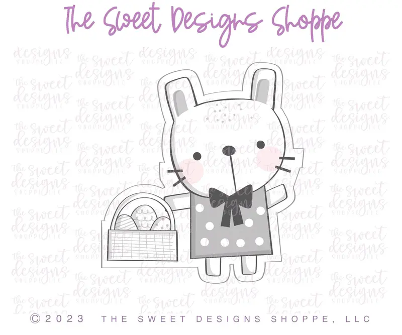 Bunny Holding Egg Basket - Cookie Cutter