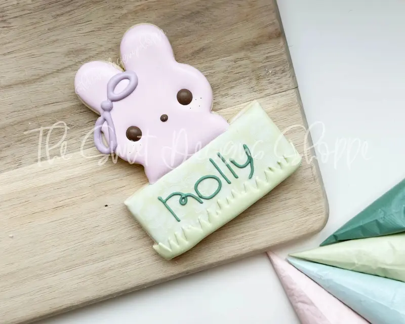 Bunny Marshmallow with Bow Plaque - Cookie Cutter
