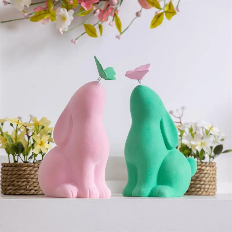 Bunny with Butterfly Ceramic Table Décor, 9"