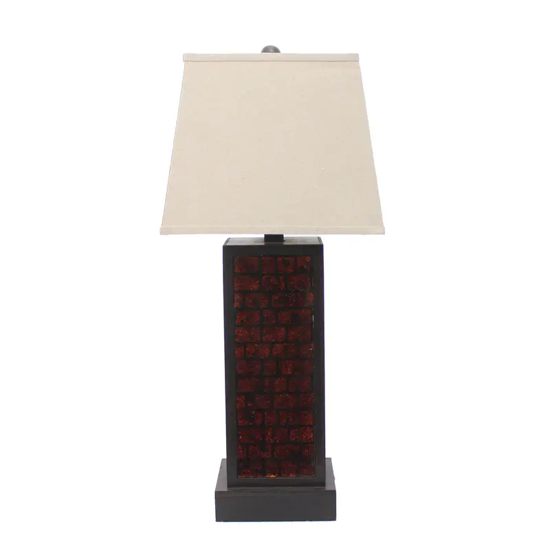 Burgundy Metal Brick Pattern - Table Lamp By Homeroots