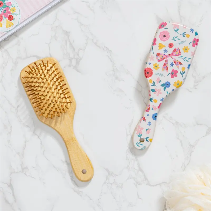 Bursting Blossoms Bows Hair Accessories, Bamboo Hair Brush, CDU