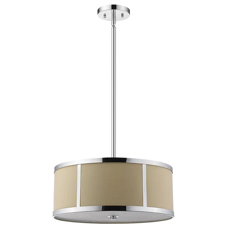 Butler 2-Light Polished Chrome Pendant With Coarse Cream Linen Shade And Opal Acrylic Diffuser By Homeroots