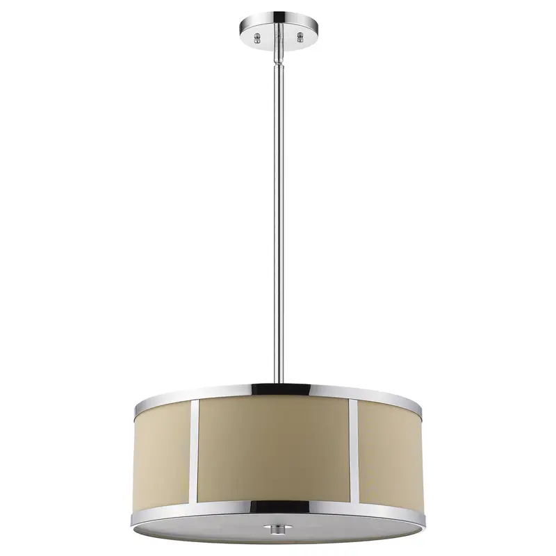 Butler 3-Light Polished Chrome Pendant With Coarse Cream Linen Shade And Opal Acrylic Diffuser By Homeroots