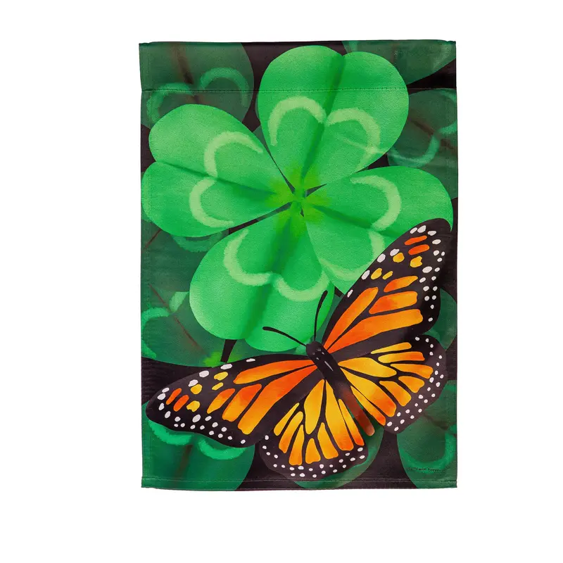 Butterfly Clover Suede Garden Flag