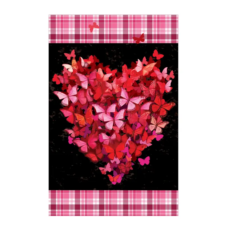 Butterfly Heart Applique Garden Flag
