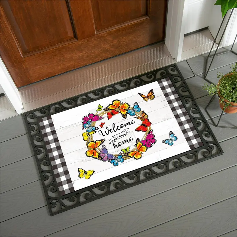 Butterfly Welcome Wreath Sassafras Estate Switch Mat