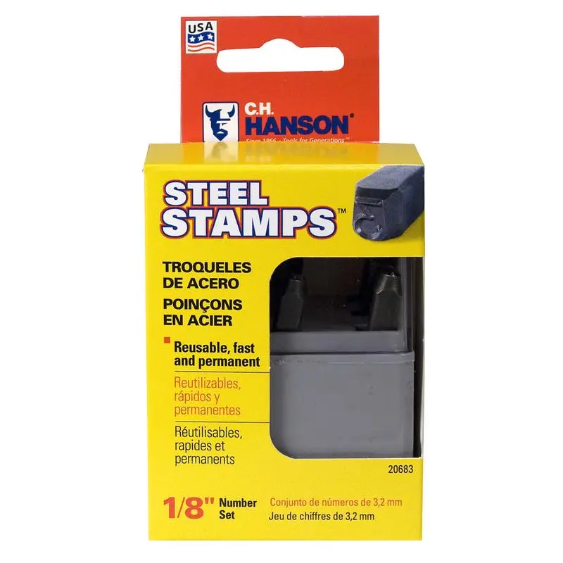 C.H. Hanson 1/4 in. Number Stamp Set 9 pc - Open Box