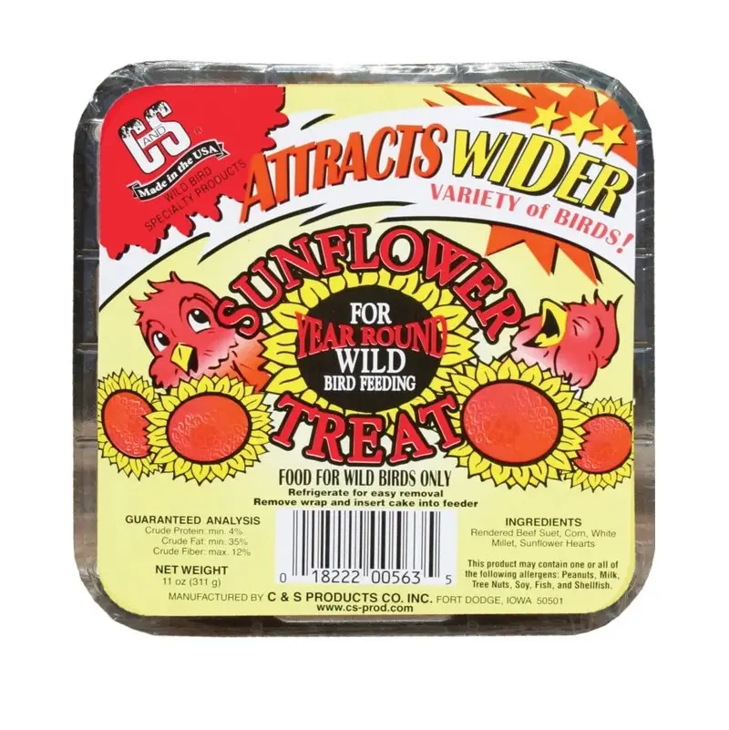 C&S Treat Sunflower Suet Cake for Wild Birds High Energy Feed Block 11 oz