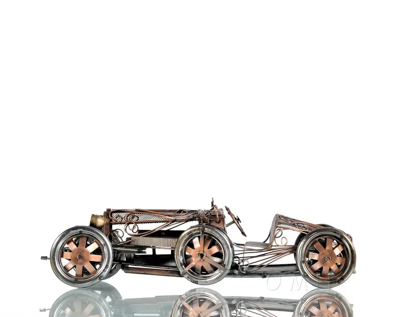 c1924 Bugatti Bronze and Silver Open Frame Racecar Sculpture By Homeroots