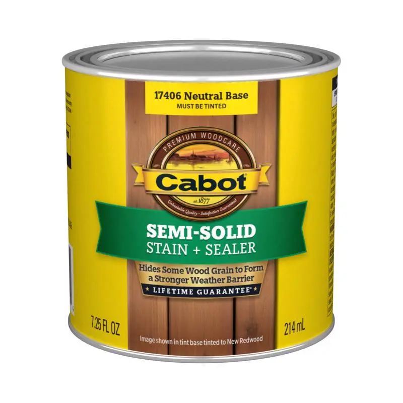 Cabot Semi-Solid Tintable Neutral Base Oil-Based Alkyd Stain and Sealer 7.25 fl. oz. (Pack of 4)