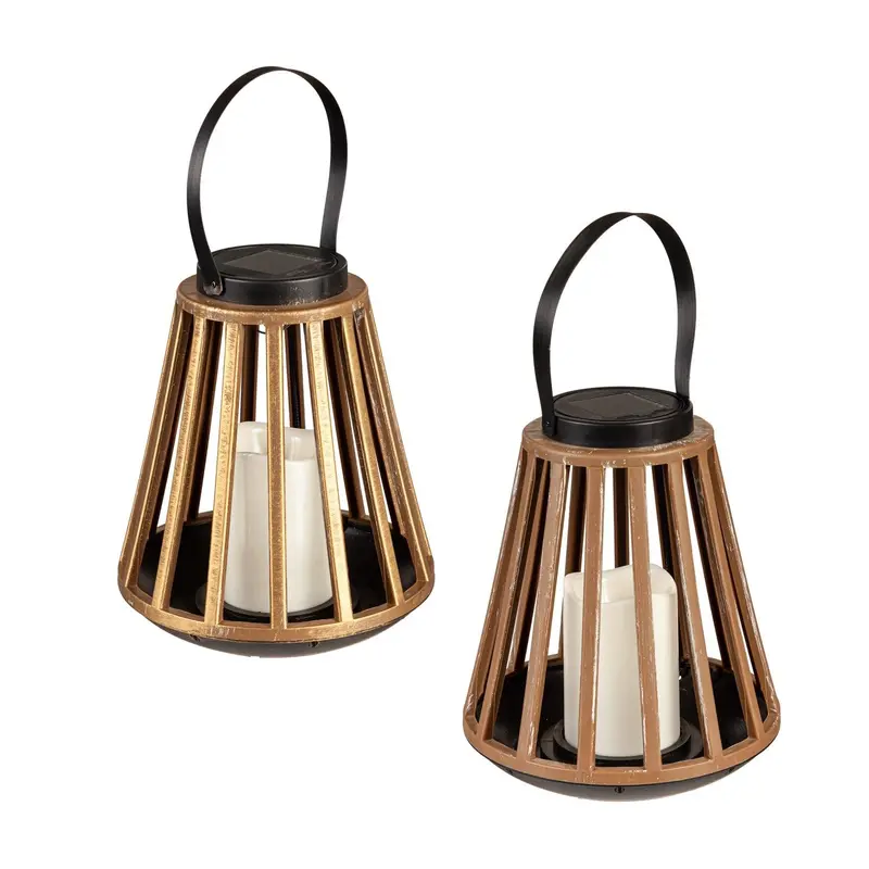 Caged Candle Holder Solar Lantern 2 ASST