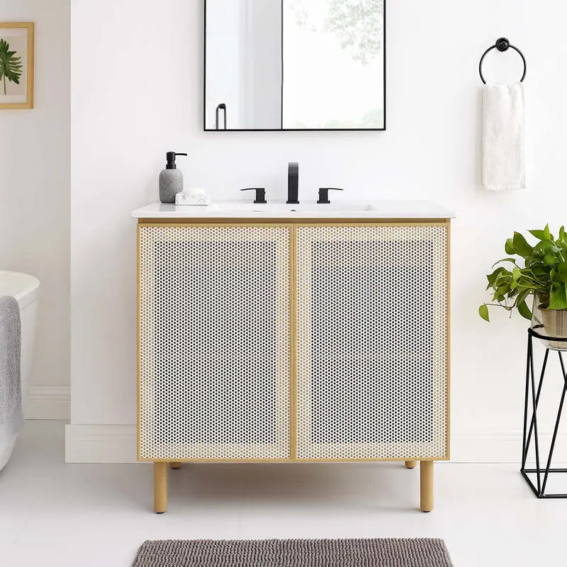 Calla 36" Perforated Metal Bathroom Vanity By Modway - EEI-6678