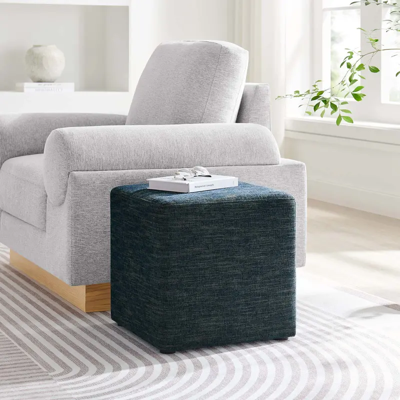 Callum 17" Square Woven Heathered Fabric Upholstered Ottoman By Modway - EEI-6636
