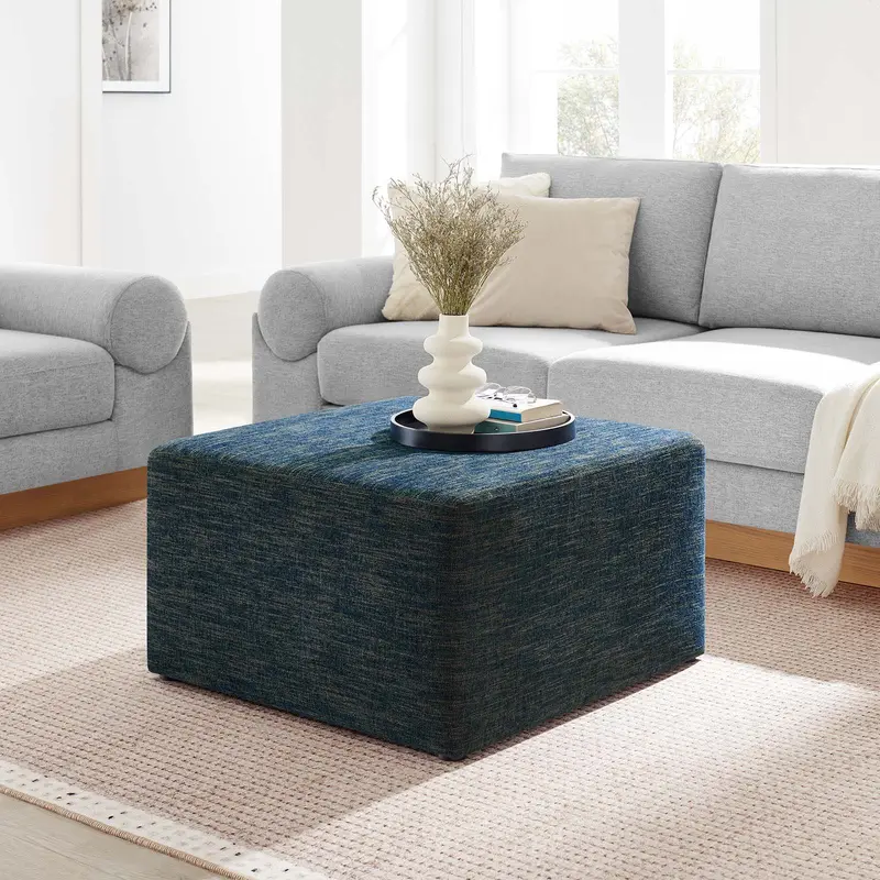 Callum Large 28" Square Woven Heathered Fabric Upholstered Ottoman By Modway - EEI-6642