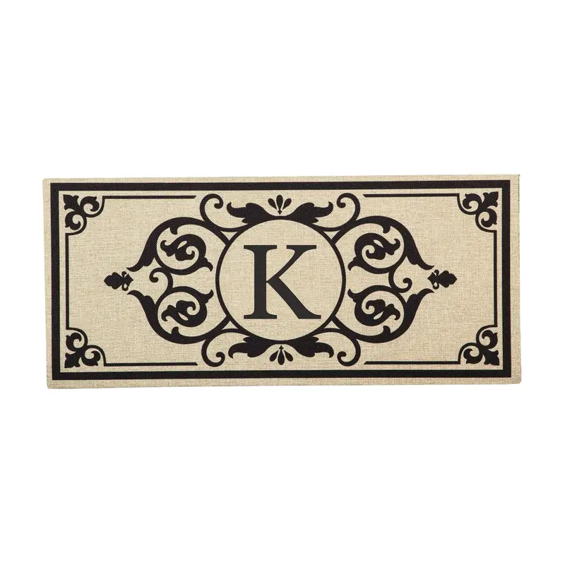 Cambridge Monogram Burlap Sassafras Switch Mat, Letter K