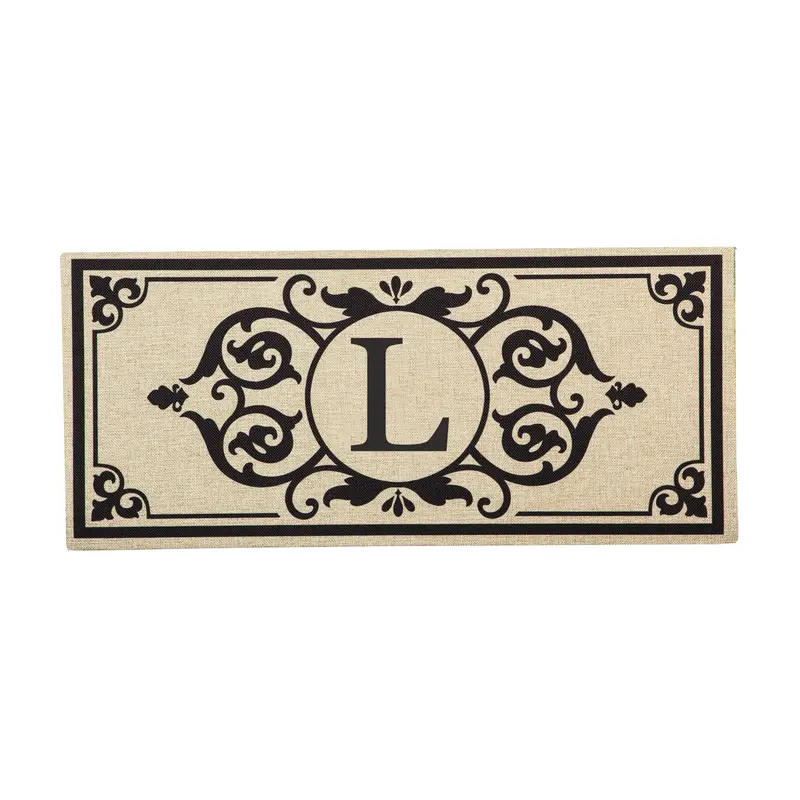 Cambridge Monogram Burlap Sassafras Switch Mat, Letter L