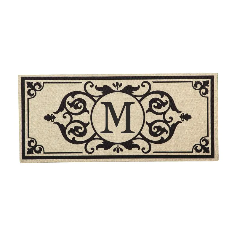 Cambridge Monogram Burlap Sassafras Switch Mat, Letter M