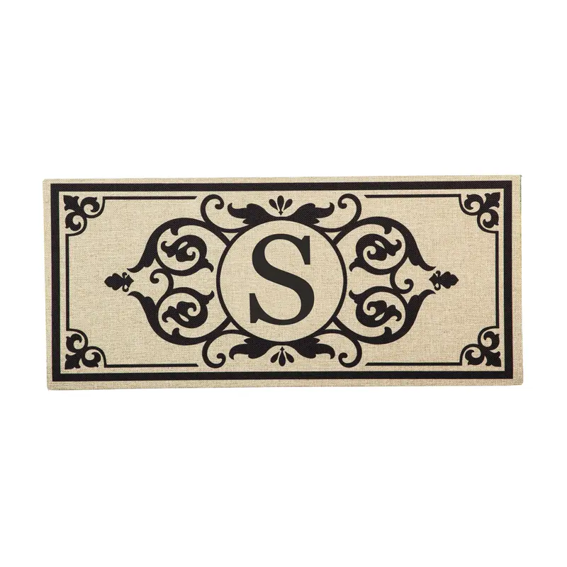 Cambridge Monogram Burlap Sassafras Switch Mat, Letter S