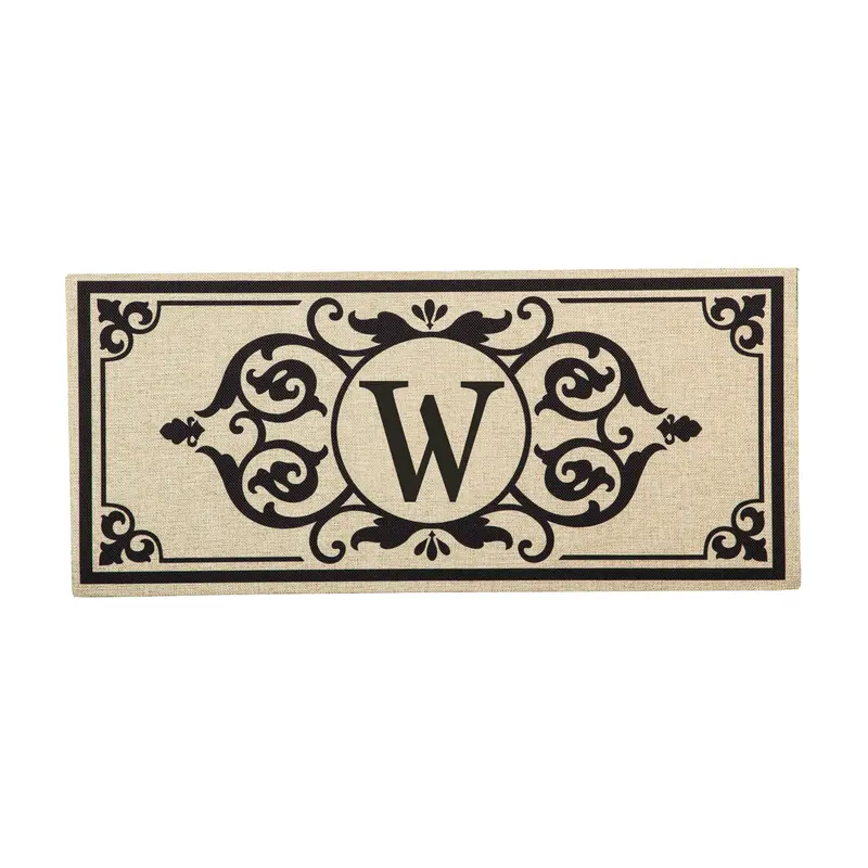 Cambridge Monogram Burlap Sassafras Switch Mat, Letter W