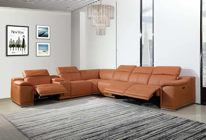 Camel Power Reclining 7PC Sectional By Homeroots - 366352