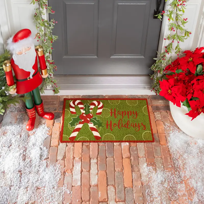 Candy Cane Coir Mat