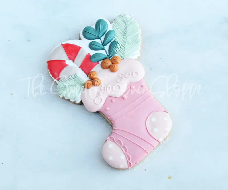Candy Cane Floral Stocking - Cookie Cutter