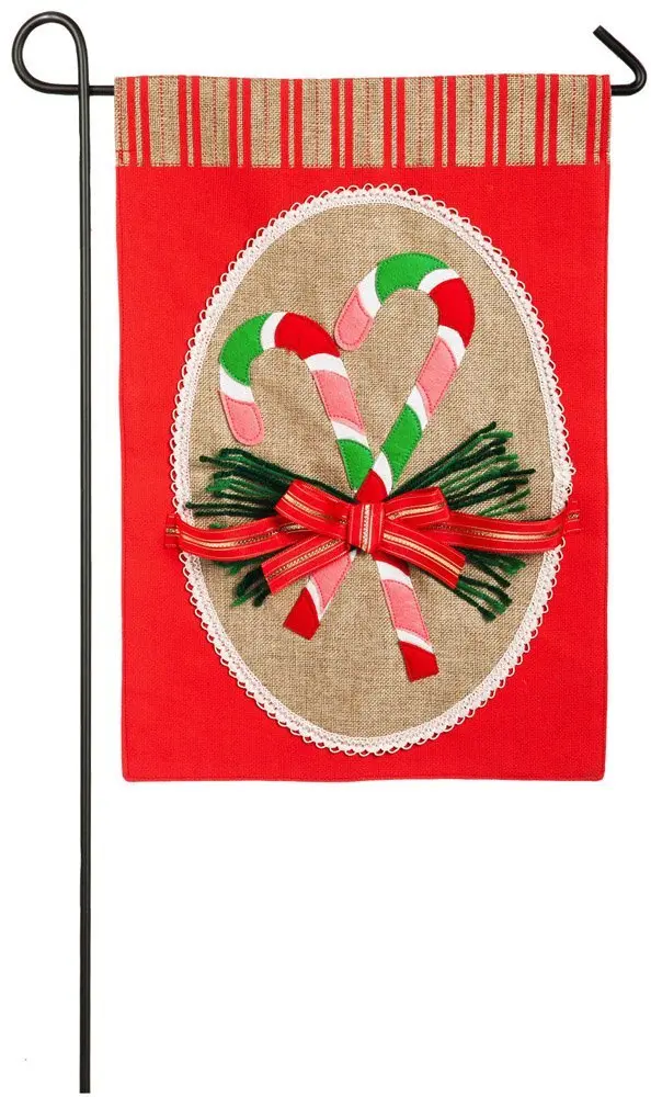 Candy Cane Garden Burlap Flag