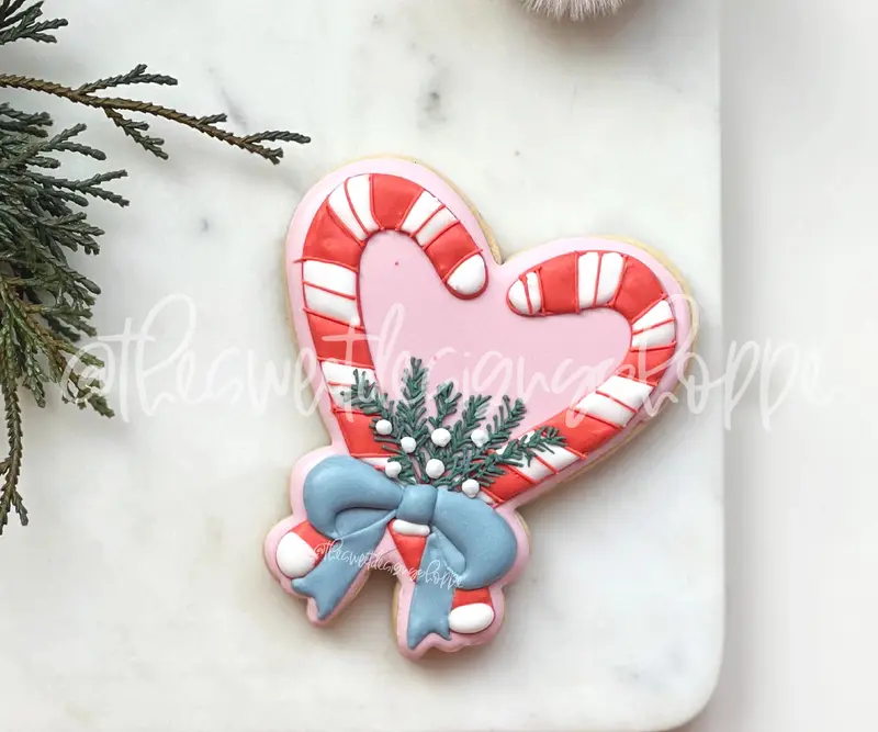 Candy Cane Heart with Bow - Cookie Cutter