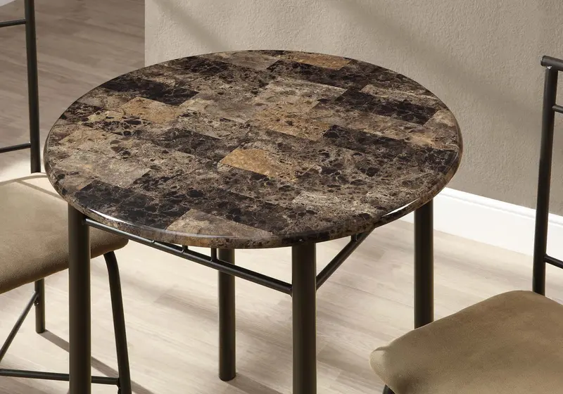 Cappuccino Beige Brown Metal Foam Microfiber 3Pcs Dining Set By Homeroots