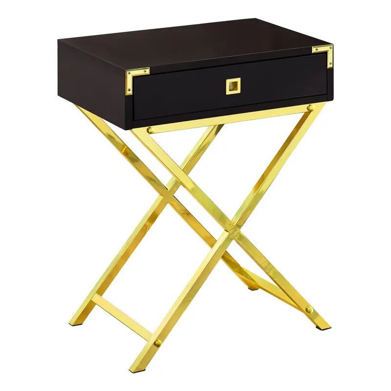 Cappuccino Finish and Gold Metal Accent Table By Homeroots - 333263