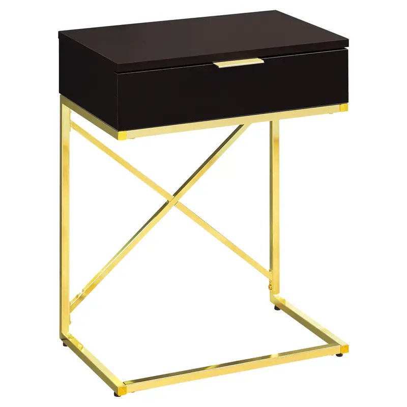 Cappuccino Finish Gold Metal Accent Table By Homeroots