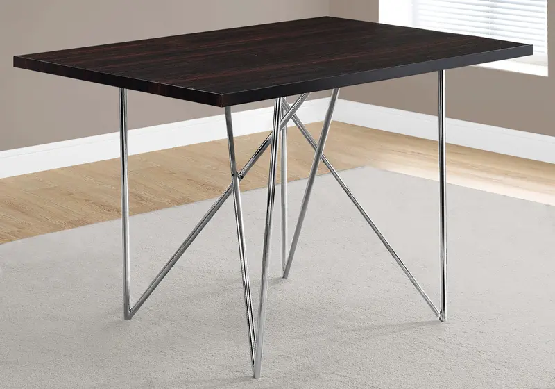 Cappuccino Hollow Core Particle Board Metal Dining Table By Homeroots
