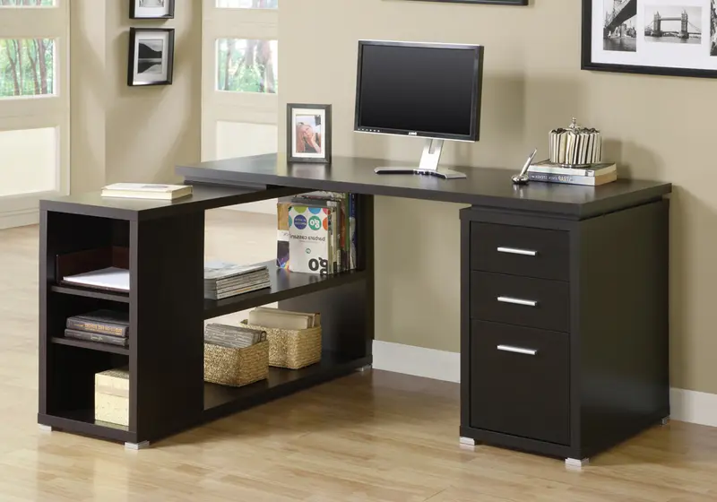 Cappuccino Particle Board Hollow Core Computer Desk By Homeroots - 333338