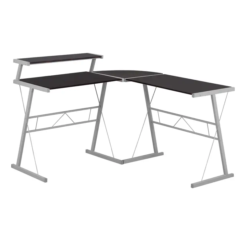 Cappuccino Silver Metal Computer Desk By Homeroots
