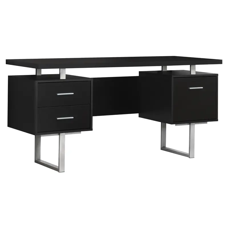 Cappuccino Silver Particle Board Hollow Core Metal Computer Desk With A Hollow Core By Homeroots