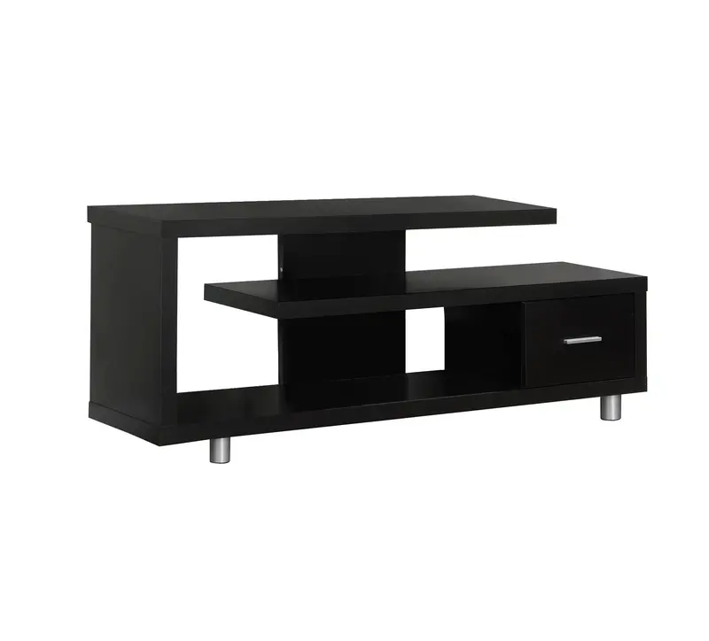Cappuccino Silver Particle Board Hollow Core Metal TV Stand with a Drawer By Homeroots