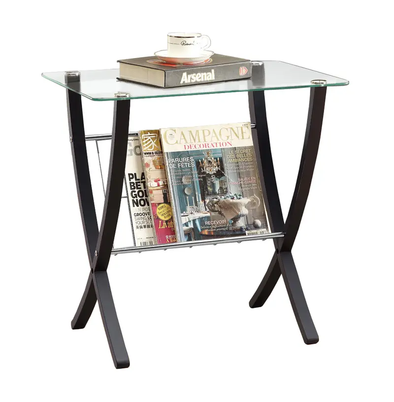 CappuccinoClear Metal Particle Board Accent Table By Homeroots