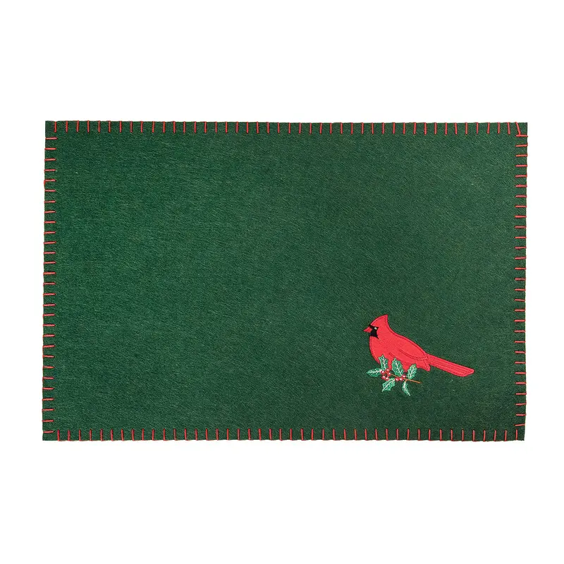 Cardinal Holly Felt Placemat