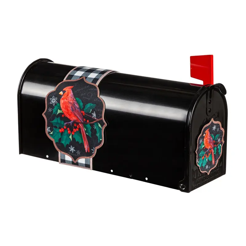 Cardinal Mailbox Saddle with Magnetic Mailbox Door Decor Set